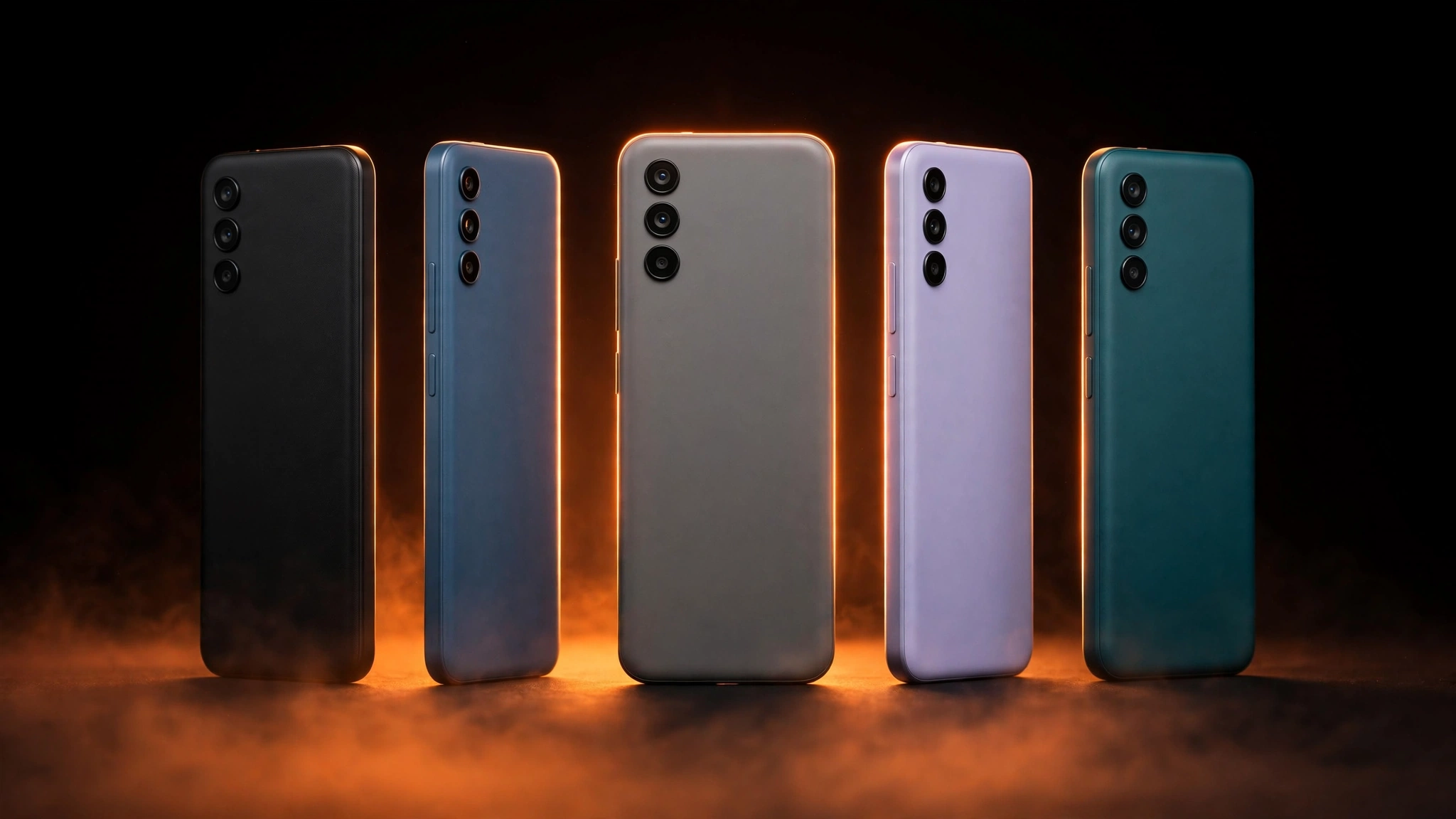 Deretan lima HP 2 jutaan dengan aksen cahaya oranye
