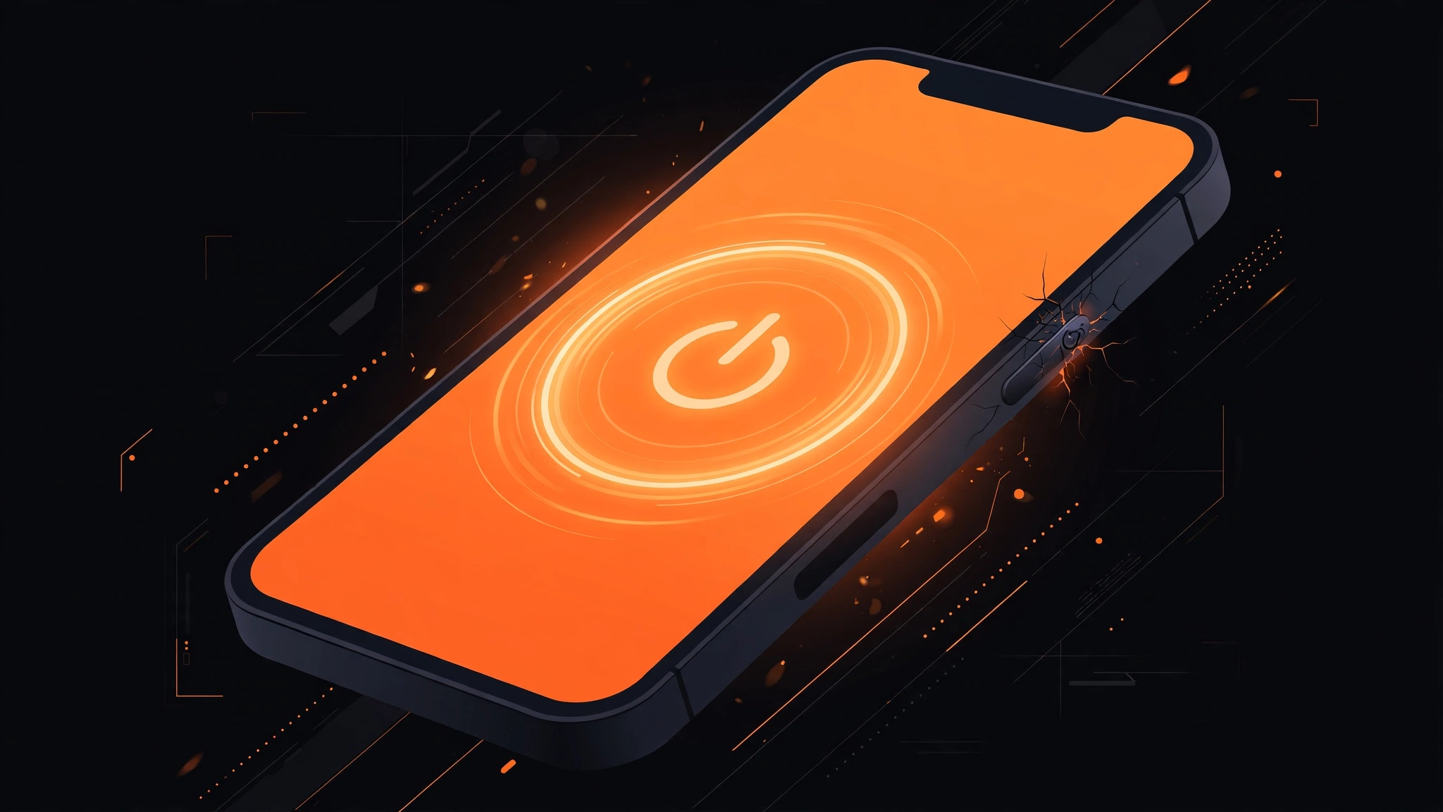 Ilustrasi iPhone dengan menu matikan daya di layar