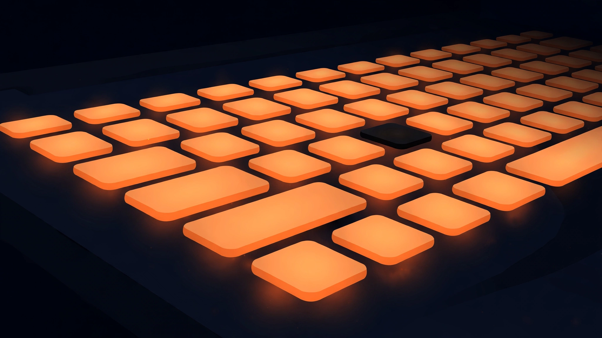 Ilustrasi keyboard laptop dengan satu tombol yang tidak berfungsi