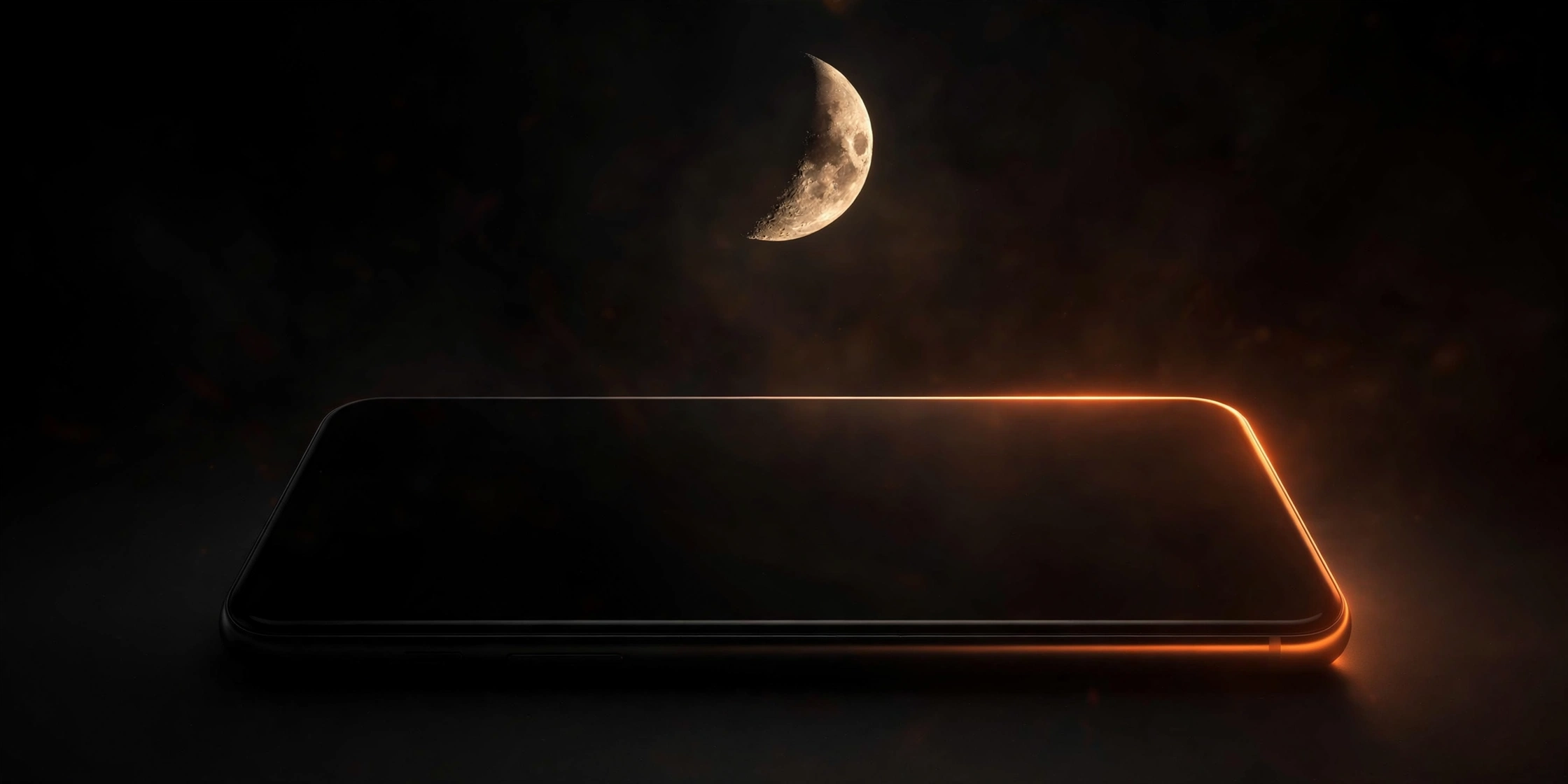 HP Android dalam mode gelap dengan bulan sabit