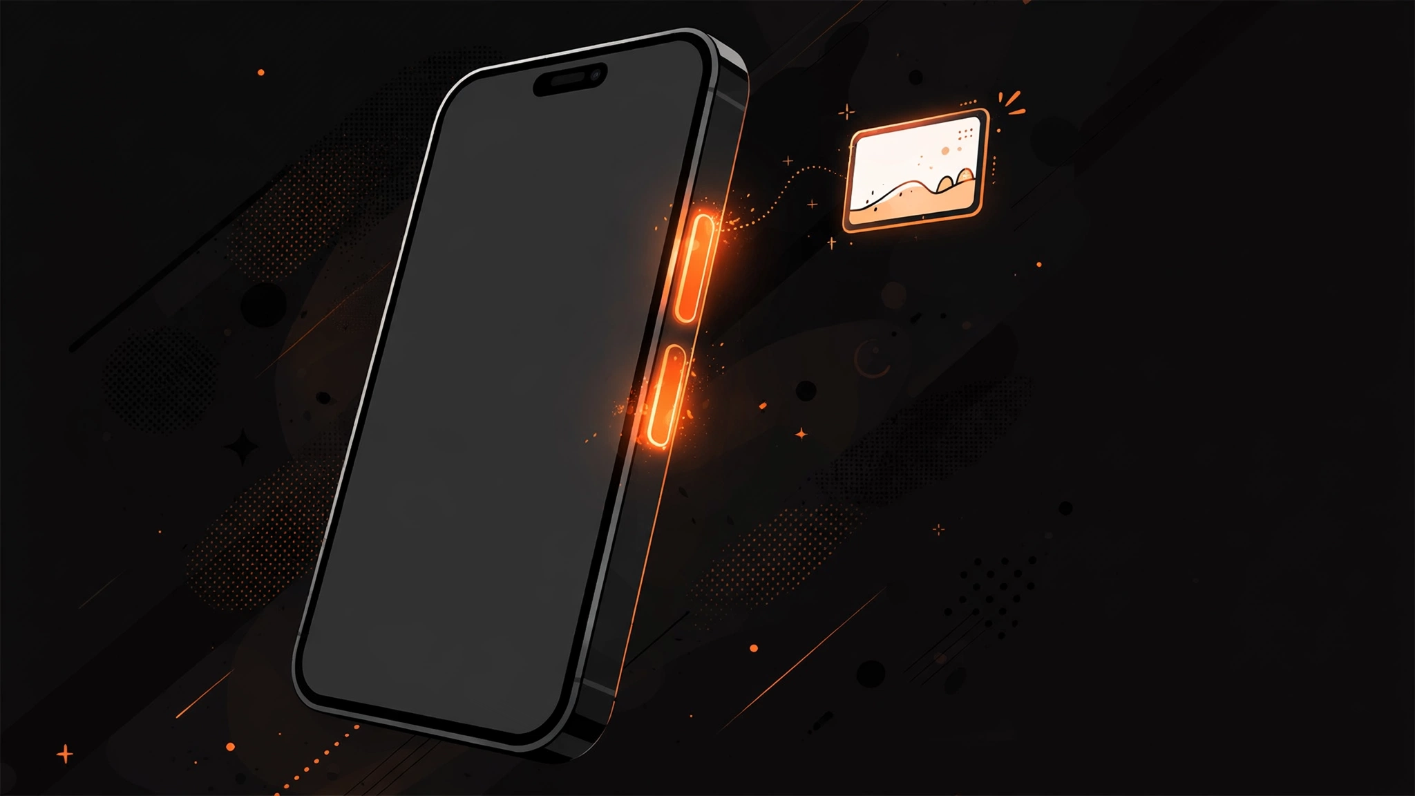 Ilustrasi iPhone dengan pratinjau screenshot di layar