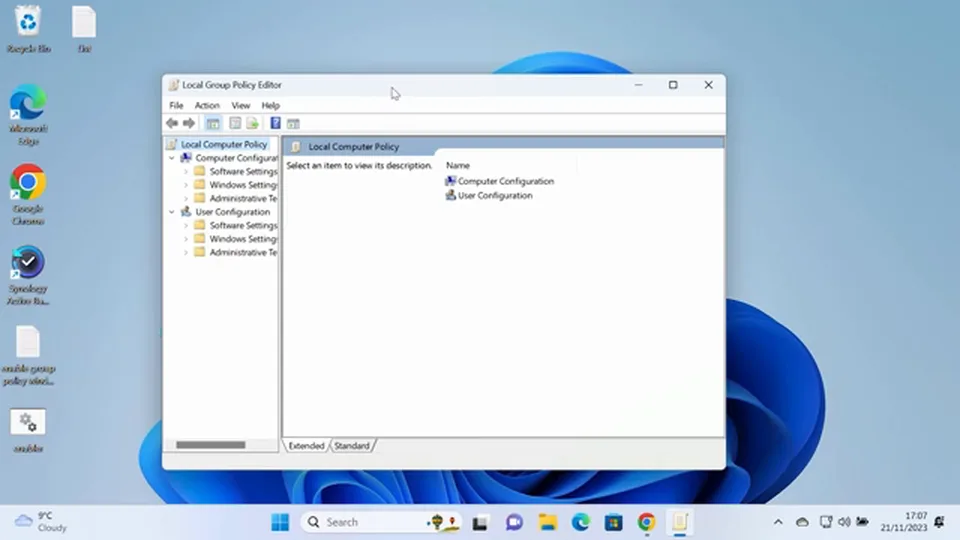 Jendela Local Group Policy Editor yang sudah terbuka di Windows